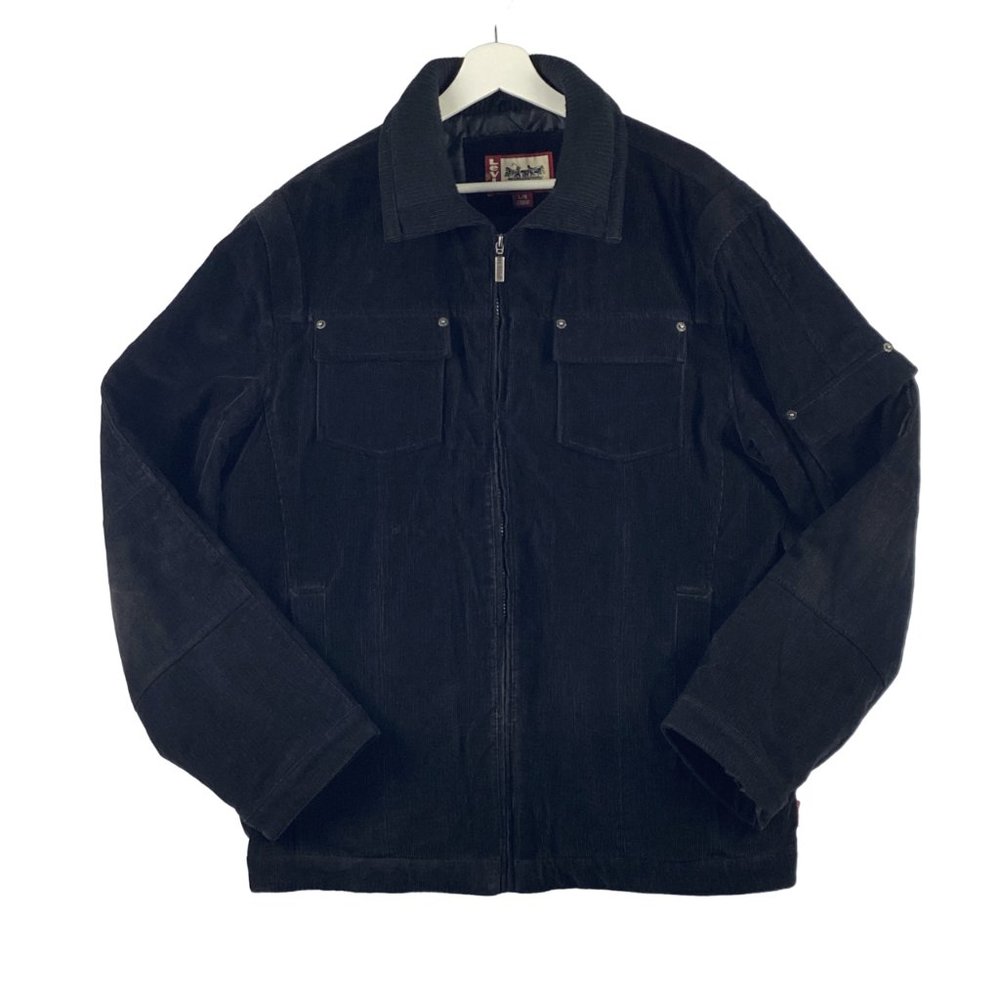 Levi's Trucker Jacket Adult Large Corduroy Full Zip Black Quilted Mens